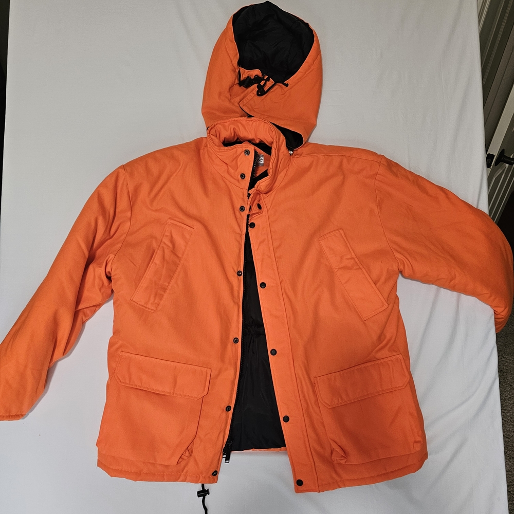Winchester‎  Hunting Coat Mens XL  Blaze Orange Game Pouch Hood Quilted  pockets